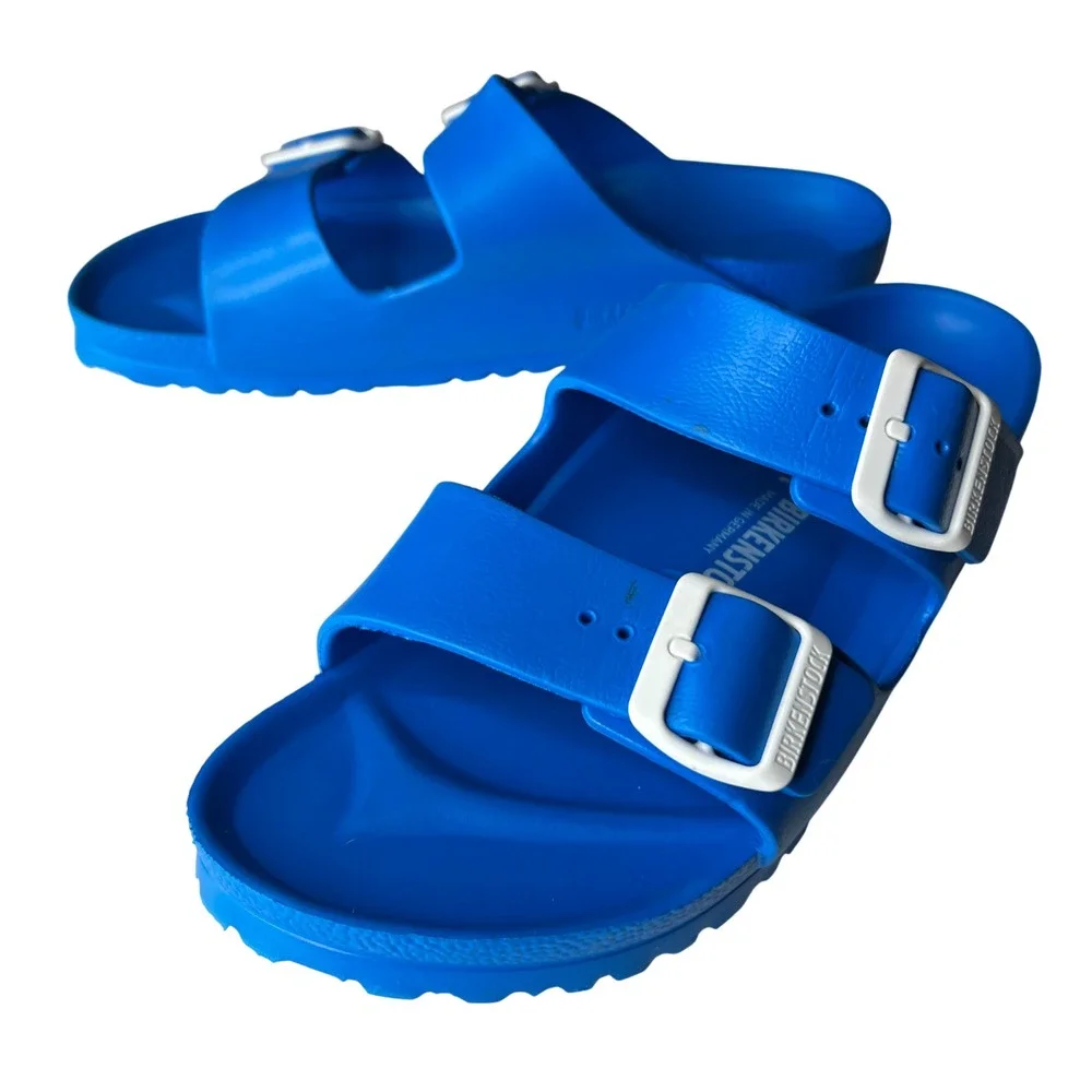 Birkenstock EVA Blue Rubber Arizona Slides Sandals Size EU 41 US L10 M8 Narrow